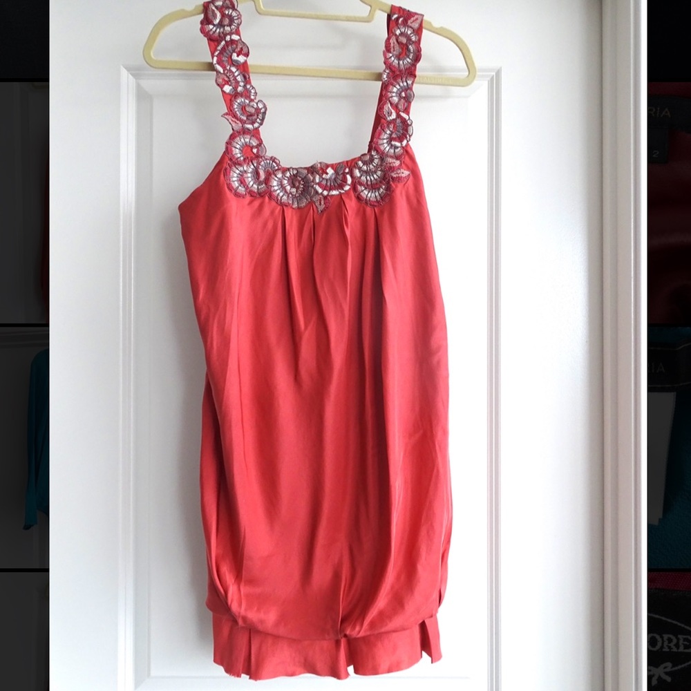 BCBG Size 2 silk dress with embroidery